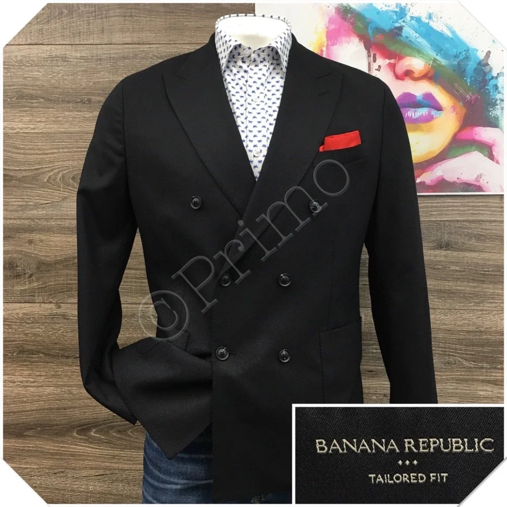BANANA REPUBLIC Mens Double Breasted Blazer Sport Coat Casual Jacket 42R Suit